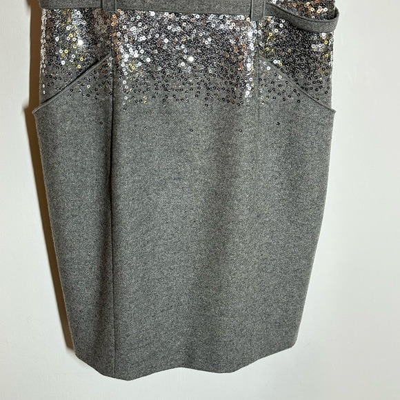 SUSANA MONACO - Silver gray glitter evening belted cocktail dress 6 - Picture 4 of 9